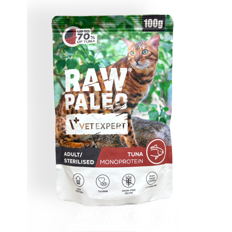 Raw Paleo Adult/Sterilised Mokra Karma dla Kota z Tuńczykiem 100g | mokra karma dla kota
