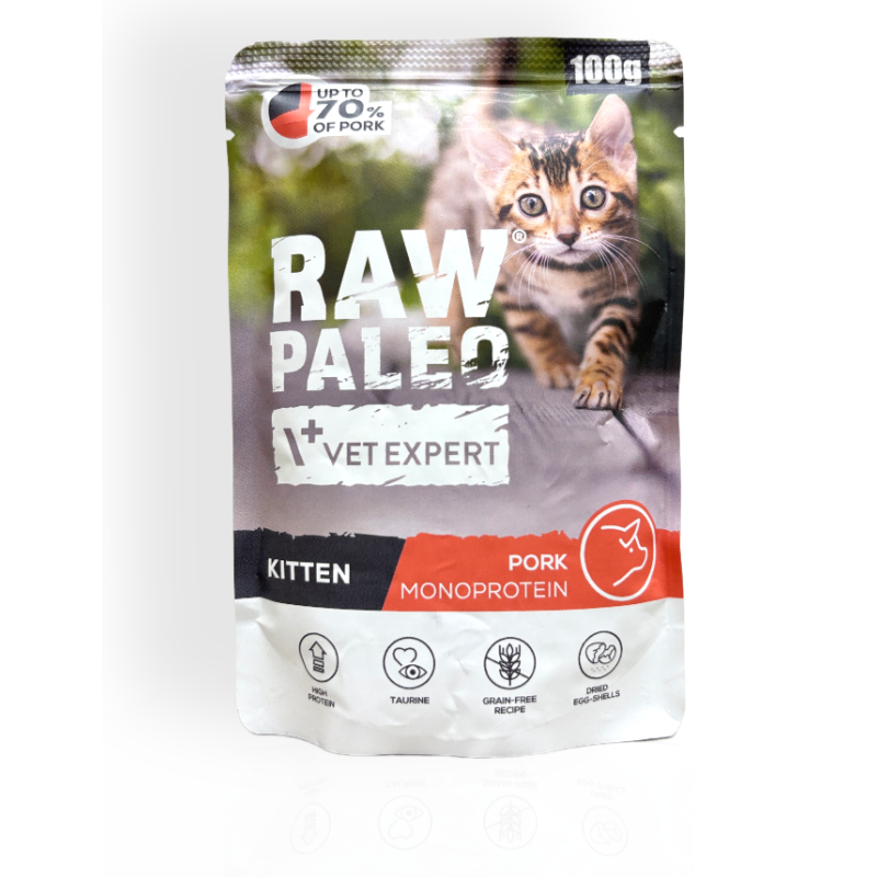 Raw Paleo Kitten Mokra Karma dla Kociąt z Wieprzowiną 100g | mokra karma dla kota