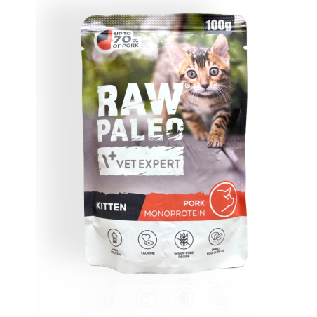 Raw Paleo Kitten Mokra Karma dla Kociąt z Wieprzowiną 100g | mokra karma dla kota