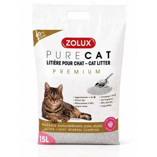 Zolux Purecat Premium Żwirek Mineralny Zbrylający 15l | żwirek dla kota