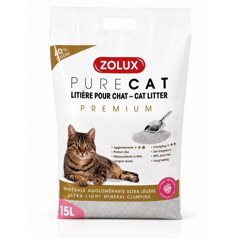 Zolux Purecat Premium Żwirek Mineralny Zbrylający 15l | żwirek dla kota