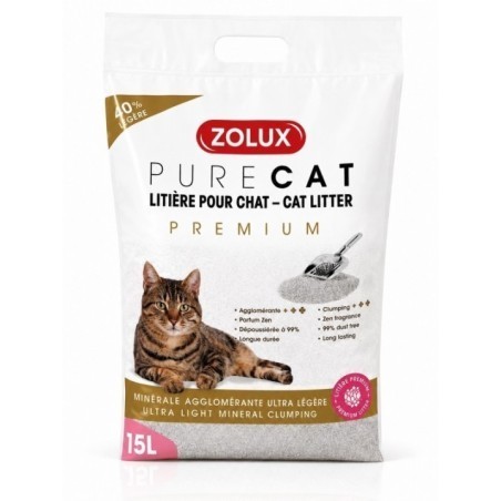 Zolux Purecat Premium Żwirek Mineralny Zbrylający 15l | żwirek dla kota