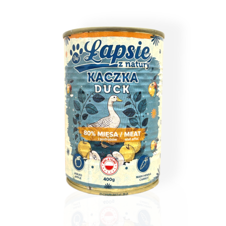 Łapsie Mokra Karma dla Psa Kaczka z Jabłkiem 400g | mokra karma dla psa