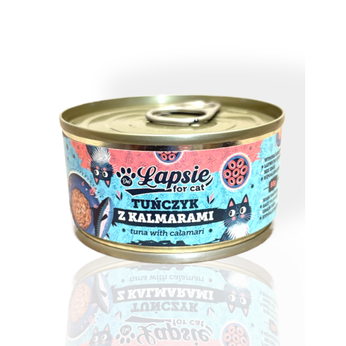 Łapsie Mokra Karma dla Kota Tuńczyk z Kalmarami 80g | mokra karma dla kota