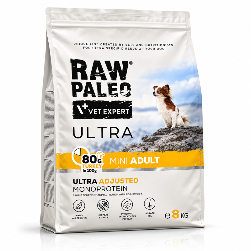 Raw Paleo Ultra Turkey Mini Adult 8kg | Sucha karma dla psa