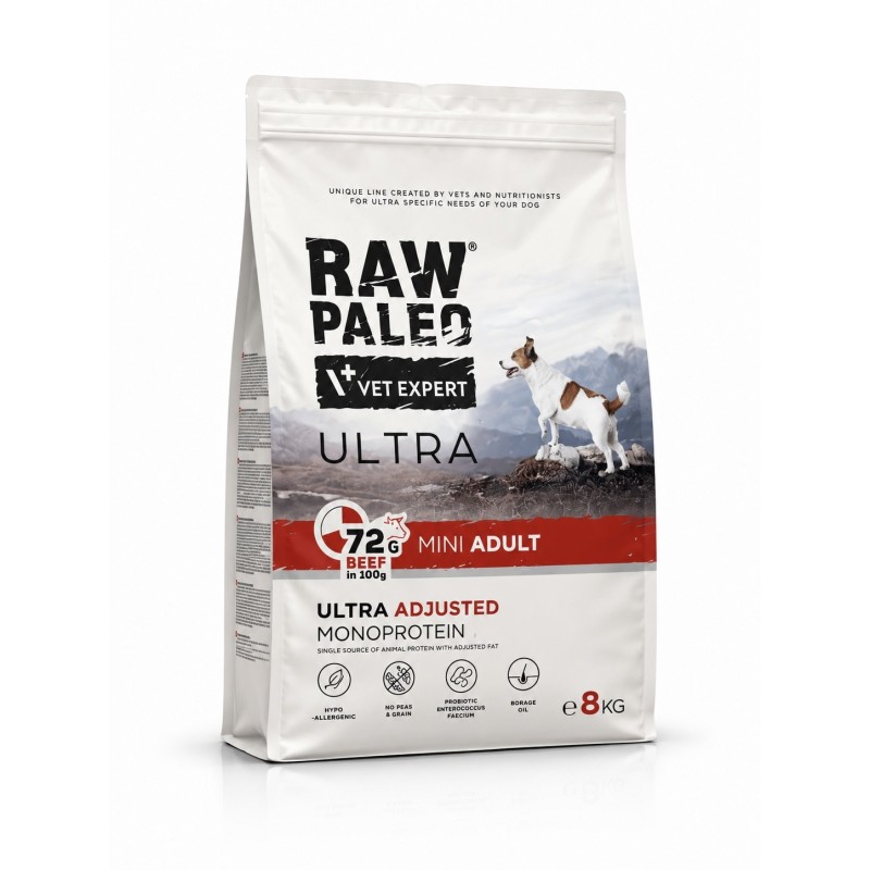 Raw Paleo Ultra Beef Mini Adult 8kg | Sucha karma dla psa