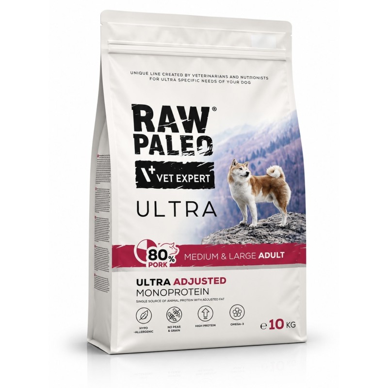 Raw Paleo Ultra Pork Medium & Large Adult 10kg | Sucha karma dla psa