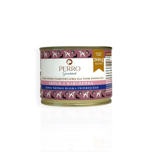 Perro Gourmet Królik z Marchewką 200g | Karma mokra