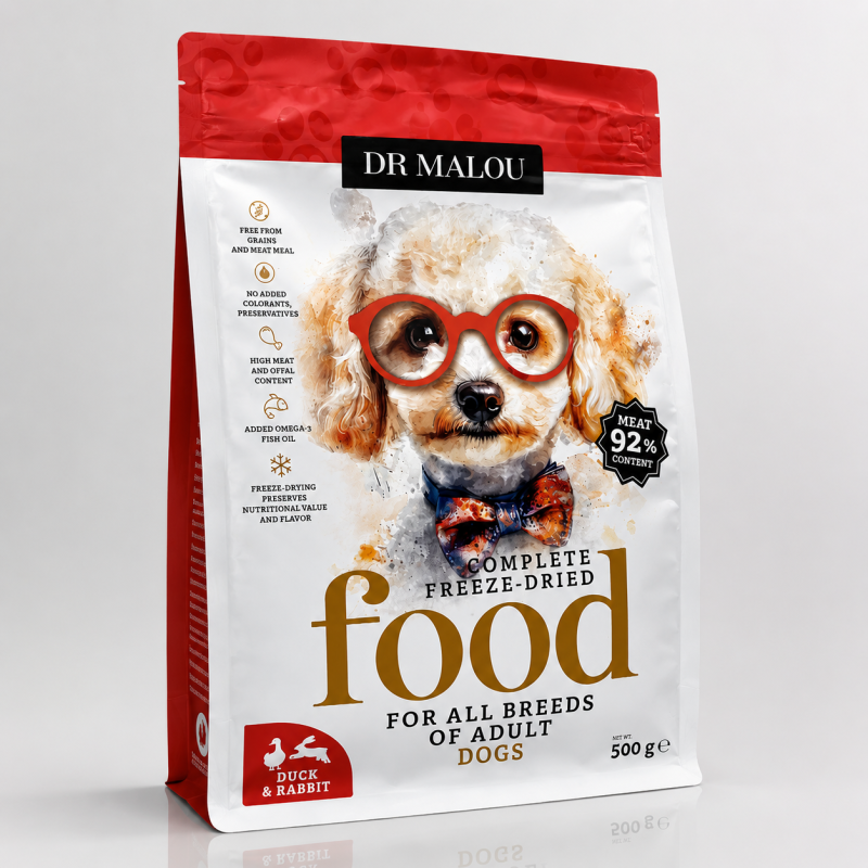 Dr Malou Karma Liofilizowana Dla Psa Kaczka Z Królikiem 500g | Dr Malou