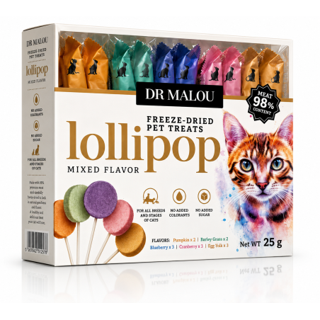 Dr Malou Liofilizowane Lizaki Mix Kot 25g | Dr Malou