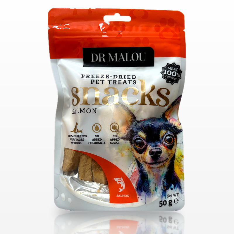 Dr Malou Liofilizowane Kostki Psa Łosoś 50g