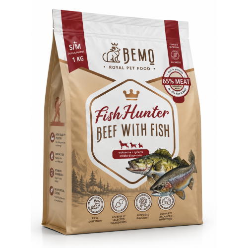 Bemo Fish Hunter Wołowina i Ryby S/M 1kg | Sucha Karma dla Psa