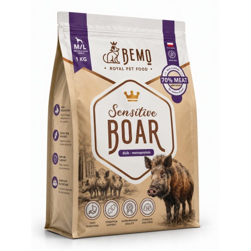 Bemo Karma Sucha dla Psa Sensitive Dzik Mono M/L 1kg | Bemo