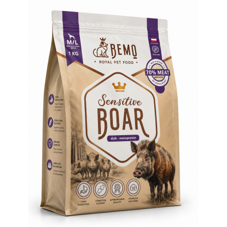 Bemo Sensitive Dzik Mono S/M 1kg | Sucha Hipoalergiczna