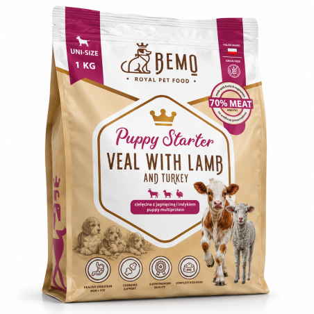 Bemo Karma Sucha dla Szczeniąt Puppy Starter Cielęcina Jagnięcina Indyk 1kg | Bemo