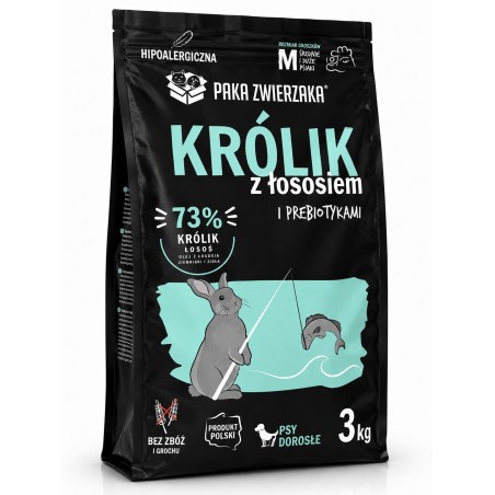 Paka Zwierzaka Królik z Łososiem M 3kg | Sucha dla Psa