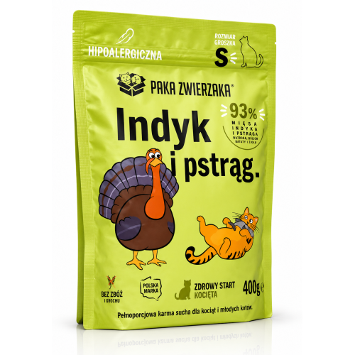 Paka Zwierzaka Karma Dla Kociąt Indyk I Pstrąg 400g | Paka Zwierzaka