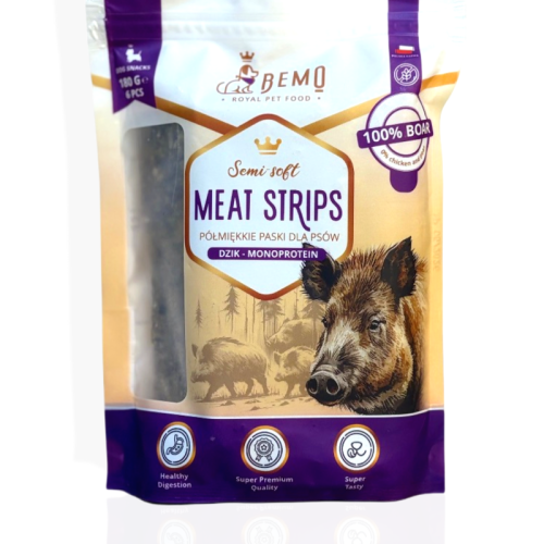 Bemo Meat Strips Dzik Mono 180 g | Przysmaki