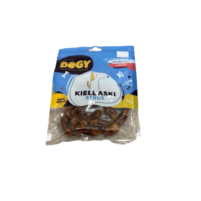 Dogy Kiełbaski ze strusia 96%miesa 100 g | Dogy