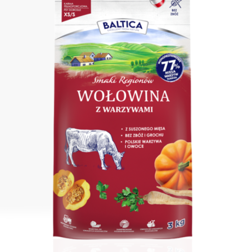 Baltica Wołowina z Warzywami Małe Rasy 3 kg | sucha karma dla psa