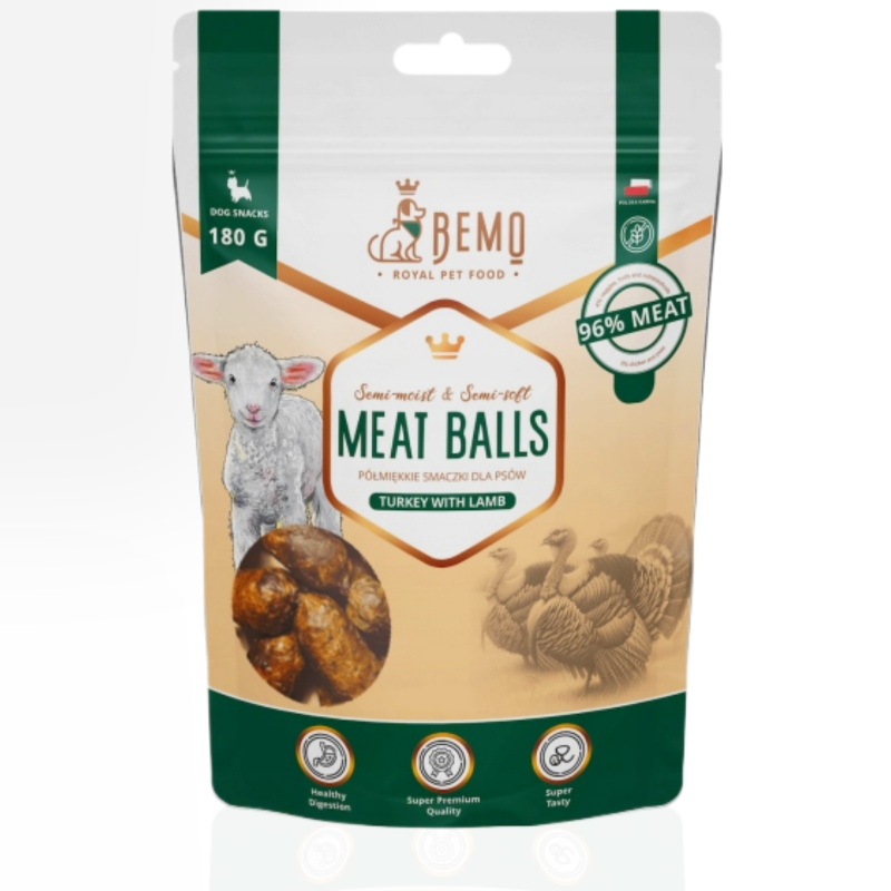 Bemo Meat Balls Jagnięcina/Indyk 180 g | przysmak dla psa