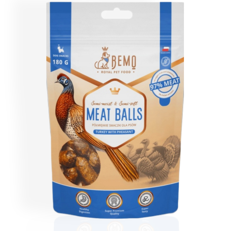 Bemo Meat Balls Indyk/Bażant 180 g | przysmak dla psa