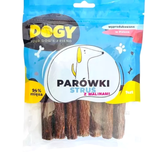 Dogy Parówki ze Strusia z Malinami 7 szt. | przysmak dla psa