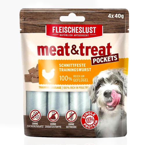 Meat&Treat Kiełbaski Drobiowe 4x40 g | przysmak dla psa