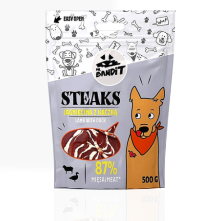 Mr.Bandit Steaks Jagnięcina z Kaczką 500 g | przysmak dla psa