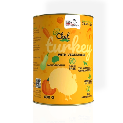 Syta Micha Chef Indyk z Warzywami 400 g | mokra karma dla psa