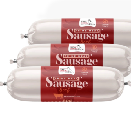 Syta Micha Prime Meat Kiełbaska Wołowa 80 g | przysmak dla psa