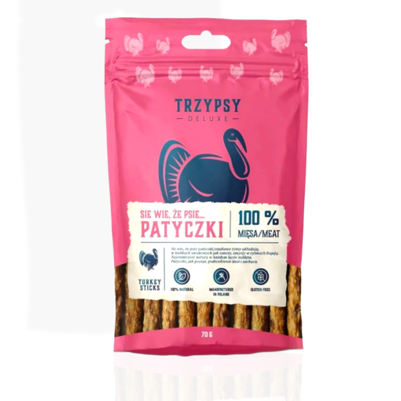 Trzy Psy Patyczki z Indyka 70 g | przysmak dla psa
