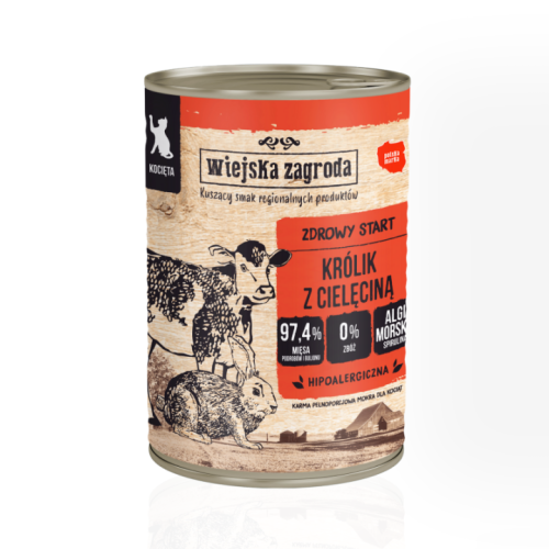 Wiejska Zagroda Królik Cielęcina 400 g | mokra karma dla kota