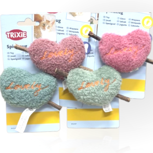 Trixie Serce pluszowe z matatabi mix kolorów 12cm | zabawka dla kota