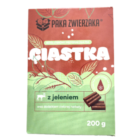 Paka Zwierzaka Rzemieślnicze Ciastka z Jeleniem i Zieloną Herbatą 200g | przysmaki dla psa