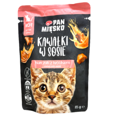 Pan Mięsko Mokra Karma dla Kociąt Kurczak z Królikiem 85g | mokra karma dla kota