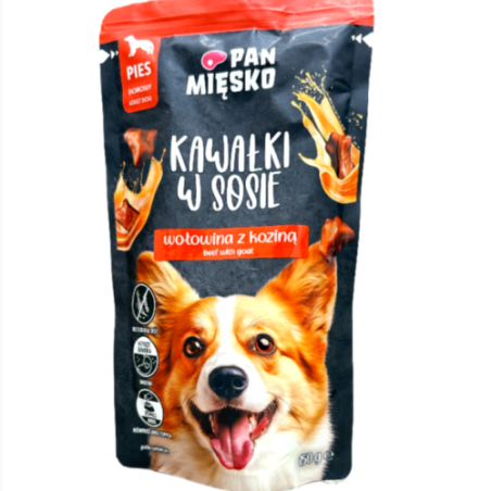 Pan Mięsko Mokra Karma dla Psa Wołowina z Koziną 150g | mokra karma dla psa