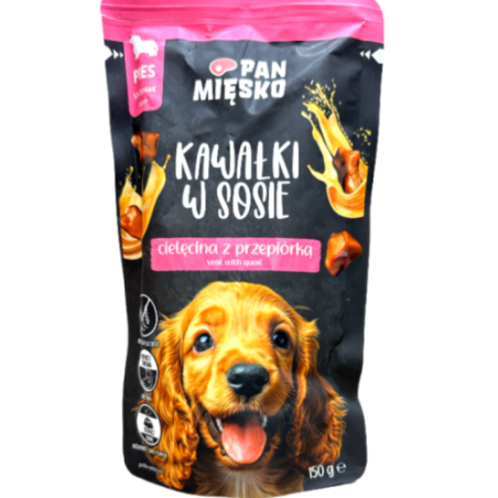 Pan Mięsko Mokra Karma dla Psa Kawałki w Sosie Cielęcina z Przepiórką 150g | mokra karma dla psa