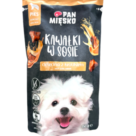 Pan Mięsko Mokra Karma dla Psa Cielęcina z Królikiem 150g | mokra karma dla psa