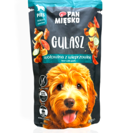 Pan Mięsko Mokra Karma dla Psa Gulasz Wołowy z Wieprzowiną 150g | mokra karma dla psa