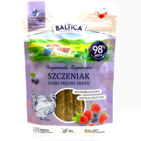 Baltica Paski Mięsne dla Szczeniąt Indyk z Maliną 90g | przysmaki dla psa
