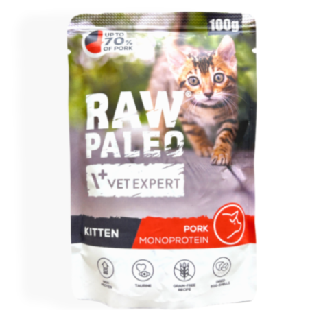 Raw Paleo Kitten Mokra Karma dla Kociąt z Wieprzowiną 100g | mokra karma dla kota