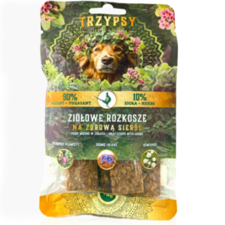 Trzy Psy Funkcjonalny Przysmak na Zdrową Sierść z Bażantem 70g | przysmaki dla psa