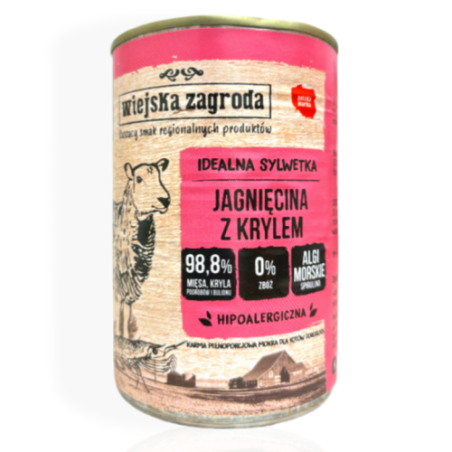 Wiejska Zagroda Mokra Karma dla Kota Jagnięcina z Krylem 400g | mokra karma dla kota