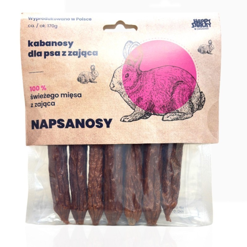 Happy Snacky Kabanosy z zająca 7szt. | Przysmak dla psa