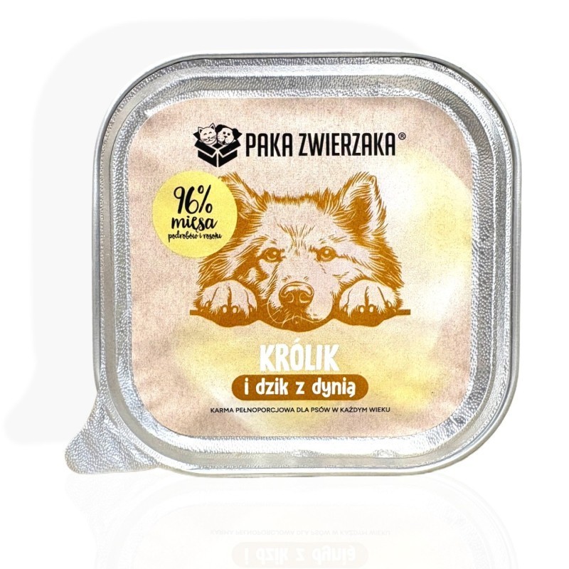 Paka Zwierzaka Królik z dzikiem 150g | Tacka dla psa