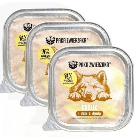 Paka Zwierzaka Królik z dzikiem 150g | Tacka dla psa