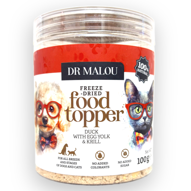 Dr Malou Topper Kaczka Kryl 100g | Posypka dla psa