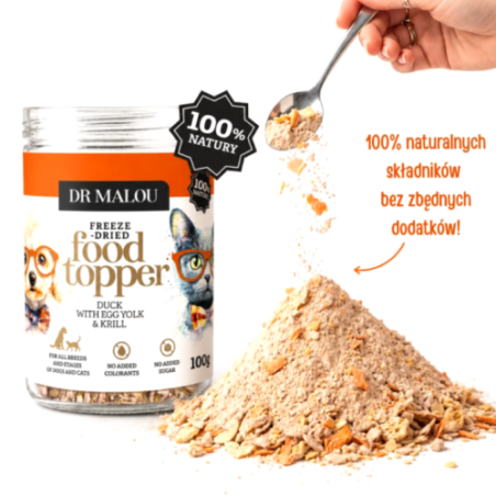 Dr Malou Topper Kaczka Kryl 100g | Posypka dla psa