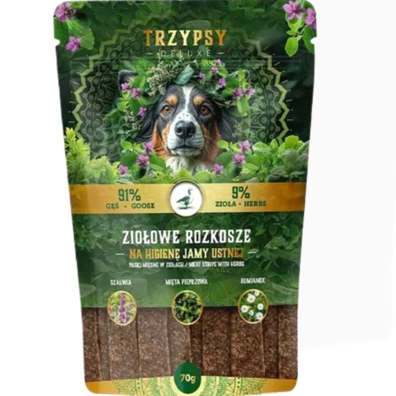 Trzy Psy Na Higienę Jamy Ustnej Gęś 70g | Przysmak dla psa
